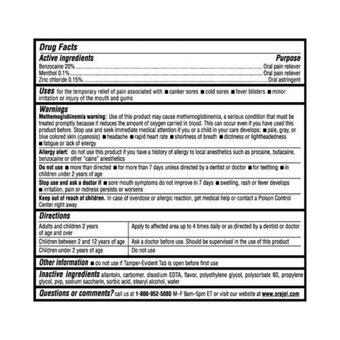 Orajel, 3X Medicated Mouth Sores Gel, 0.18 Oz Orajel