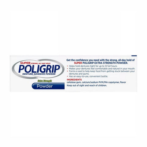 Super Poligrip, Denture Adhesive Powder, 1.6 Oz