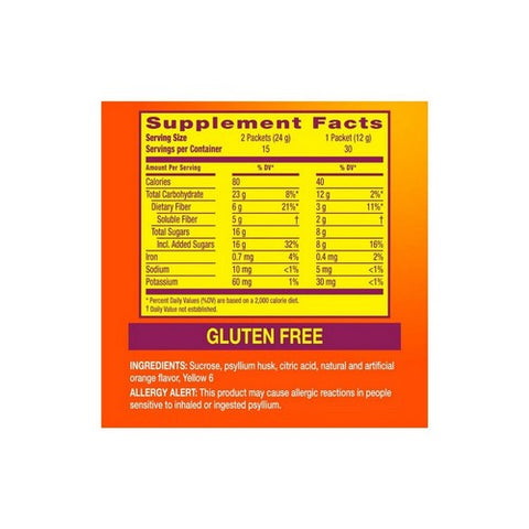 Metamucil, 4 In 1 Fiber On-The-Go Powder Packets Orange, 30 Count Metamucil