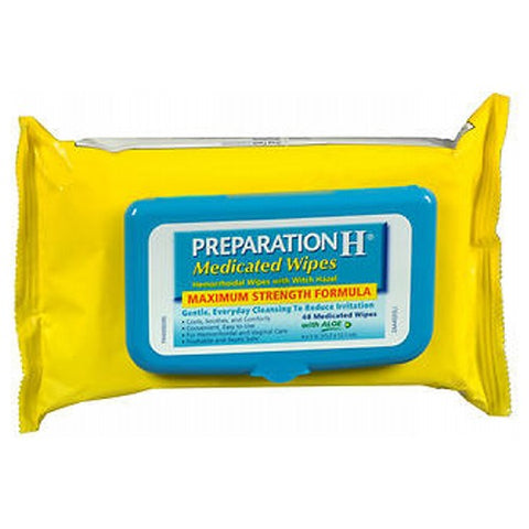 Preparation H, Maximum Strength Formula Medicated Wipes, 48 Count
