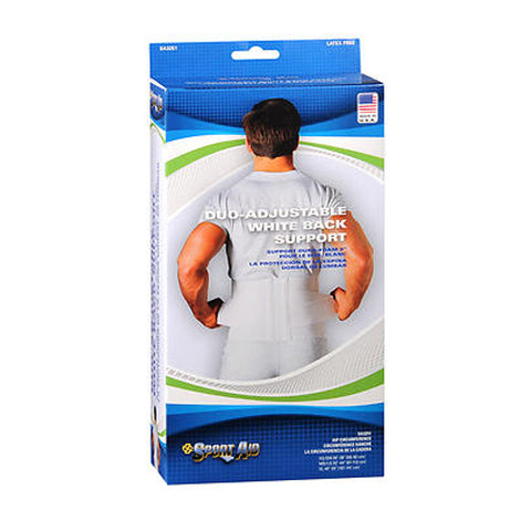 Sport Aid, Duo-Adjustable White Back Support, 9'' Medium Large 1 each
