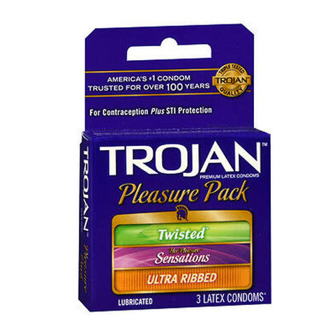 Trojan, Pleasure Pack Lubricated, Premium Latex Condom 3 each