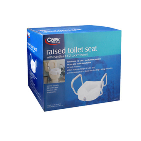 Carex, E-Z Lock Raised Toilet Seat With Non-Adjustable Handles, 1 each