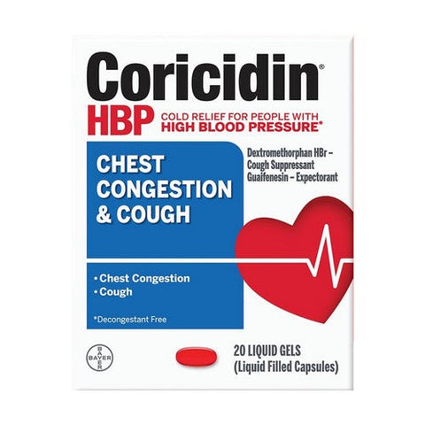 Coricidin Hbp, Chest Congestion And Cough Liquid Gels, 20 Count Coricidin Hbp