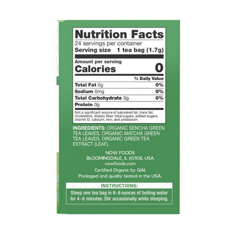 Now Foods, Green Kick Tea Bags, 24 each