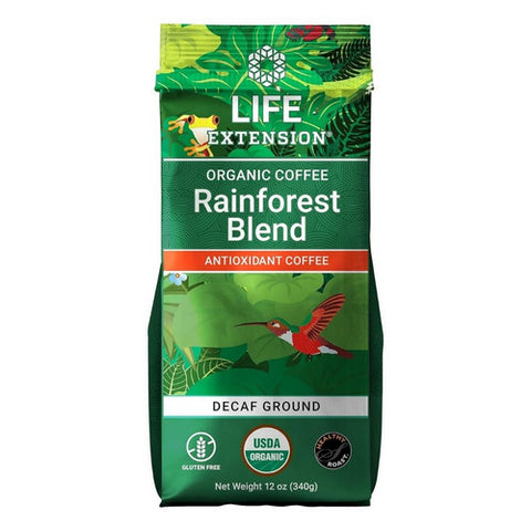 Life Extension, Rainforest Blend Decaf Ground Coffee, 12 oz