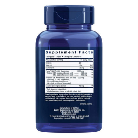 Life Extension, Super Omega-3 EPA DHA with Sesame Lignans & Olive Fruit, 240 Softgels