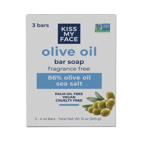 Kiss My Face, Pure Olive Oil Bar Soap, Fragrance Free, 3- 4 Oz bars