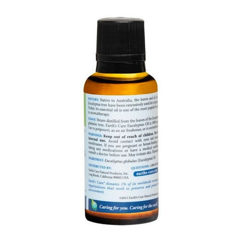 Earth's Care, 100% Pure Essential Oil Eucalyptus, 1 OZ Earth's Care