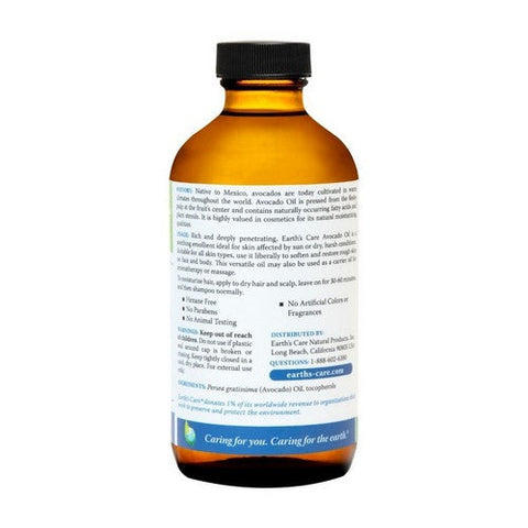 Earth's Care, 100% Natural Avocado Oil With Vitamin E, 8 OZ Earth's Care