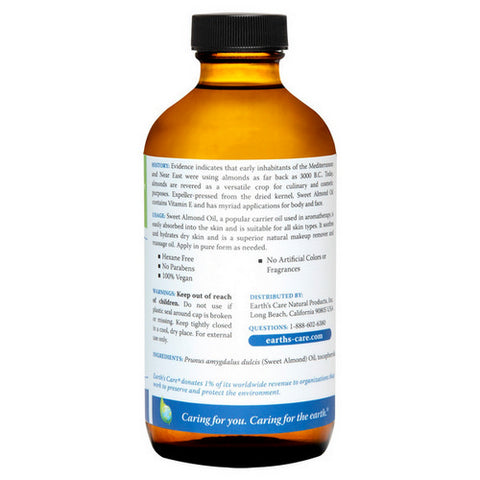 Earth's Care, Sweet Almond Oil 100% Pure and Natural, 8 OZ