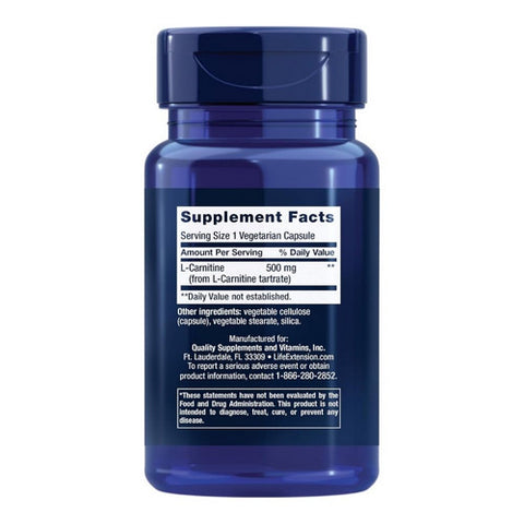 Life Extension, L-Carnitine, 500 mg, 30 Vcaps