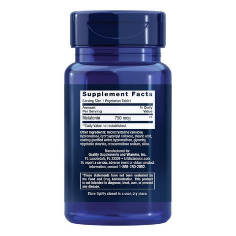 Life Extension, Melatonin 6 Hour Timed Release, 750 mcg, 60 vegetarian tablets