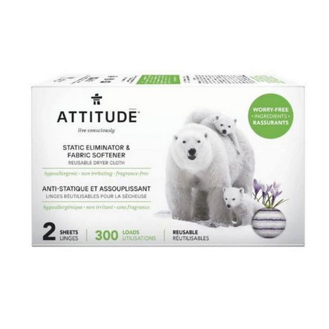 Attitude, Anti-Static Eliminator Cloth Sheet 300 Load, 2 Count