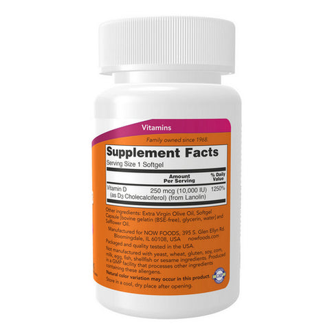 Now Foods, Vitamin D3, 10,000 IU, 120 Softgels