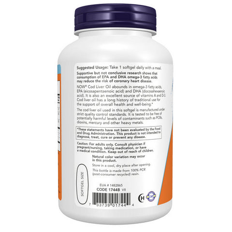 Now Foods, Cod Liver Oil, 1000 mg, 180 SoftGels