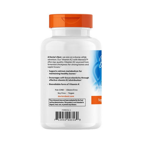 Doctors Best, Natural Vitamin K2 MK-7 with MenaQ7, 45 Mcg, 180 Veggie Caps