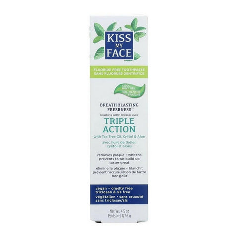 Kiss My Face, Fluoride Free Triple Action Gel Toothpaste, 4.5 oz