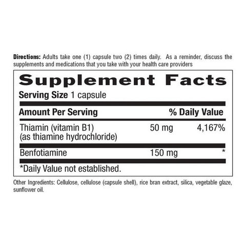 Country Life, Vitamin B1 with Benfotiamine, 60 Vcaps