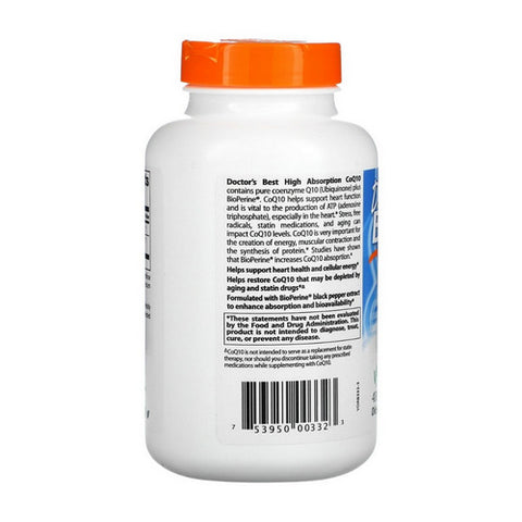 Doctors Best, High Absorption CoQ10 with BioPerine, 400 mg, 180 Vcaps