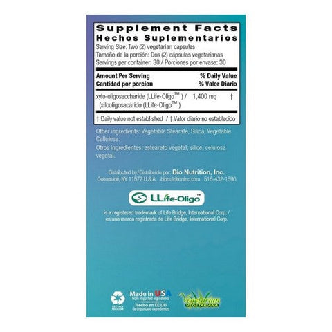 Bio Nutrition, Pre-Biotic with LLife-Oligo Prebiotic Fiber XOS, 1400 mg, 60 Veg Caps Bio Nutrition