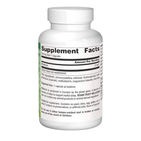 Source Naturals, Vegan True Melatonin, 3 mg, 60 Veg Caps Source Naturals
