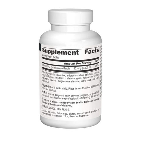 Source Naturals, Vitamin D-3, 2000 IU, Black Cherry-Peach 60 Tabs