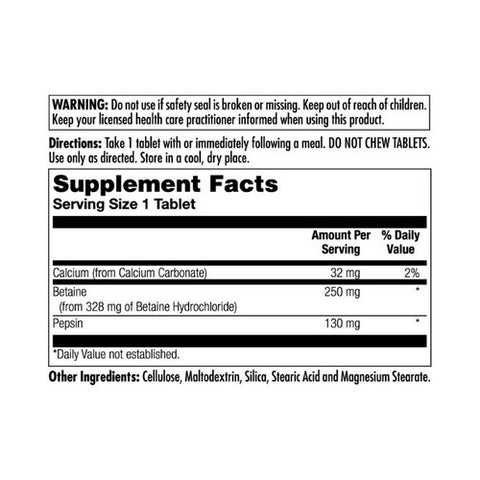 Kal, Betaine HCl+, 100 Tabs