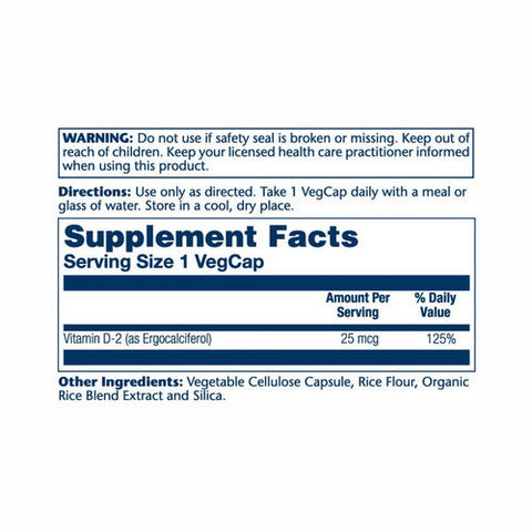 Solaray, Dry Form Vitamin D-2, 25 Mcg, 60 Veg Caps Solaray