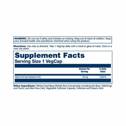 Solaray, Vitamin B-6, 50 mg, 60 Caps Solaray