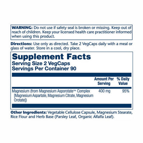 Solaray, Magnesium Asporotate, 200 Mg, 180 Veg Caps Solaray