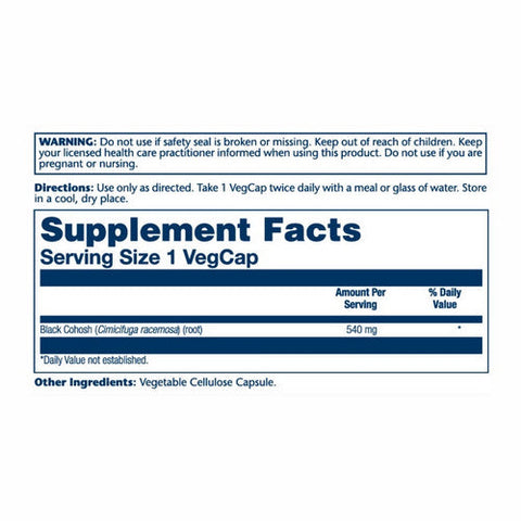 Solaray, Black Cohosh, 540 mg, 100 Caps Solaray