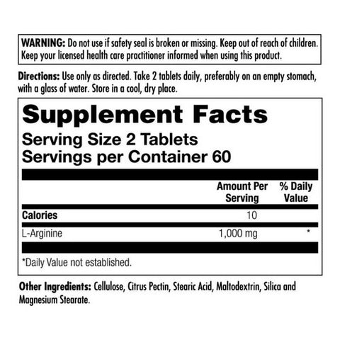 Kal, L-Arginine SR, 1,000 mg, 120 Tabs