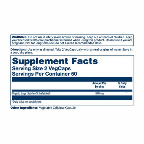 Solaray, Sage, 285 Mg, 100 Veg caps