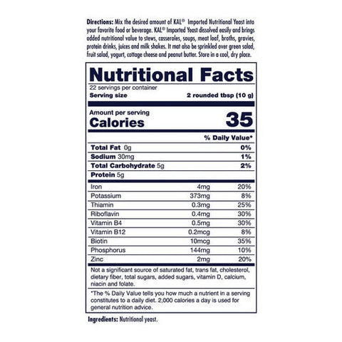 Kal, Imported Fine Flakes Yeast, 7.8 oz Kal