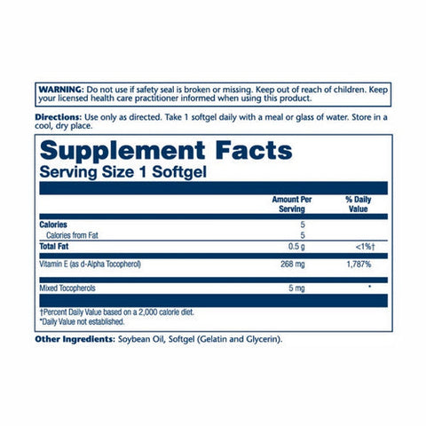 Solaray, Vitamin E, 268 Mg, 50 Softgels Solaray