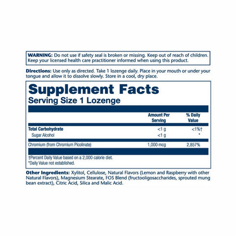 Solaray, Chromium Picolinate Natural Lemon-Raspberry, 1,000 mcg, Raspberry Lemonade 100 Lozenges