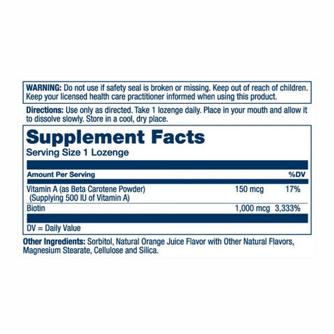Solaray, Biotin, 1,000 mcg, Orange 100 Lozenges