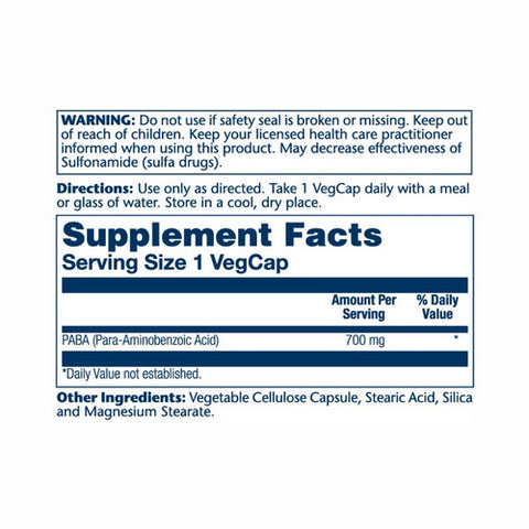 Solaray, PABA, 700 mg, 100 Caps