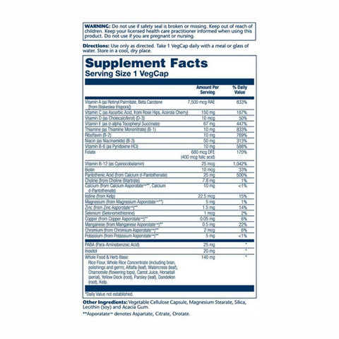 Solaray, Once Daily High Energy Iron-Free, 30 Caps