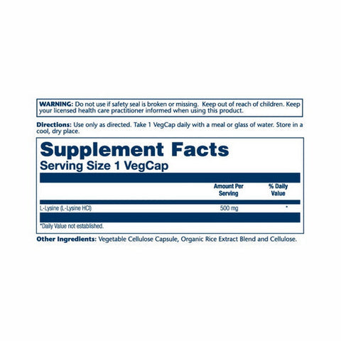 Solaray, L-Lysine, 500 mg, 60 Caps Solaray