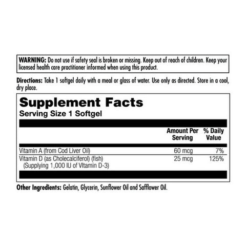 Kal, D-3, 1,000 IU, 100 Softgels