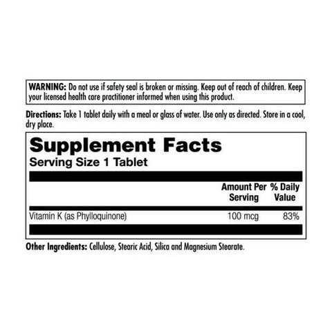 Kal, Vitamin K, 1000 Mcg, 100 Tabs Kal