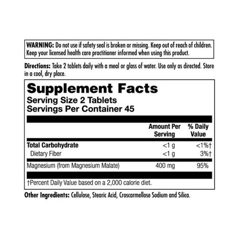 Kal, Magnesium Malate 400, 90 Tabs