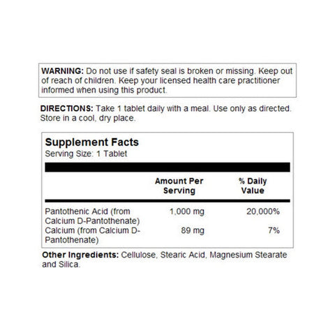 Kal, Pantothenic Acid, 1,000 mg, 100 Tabs Kal
