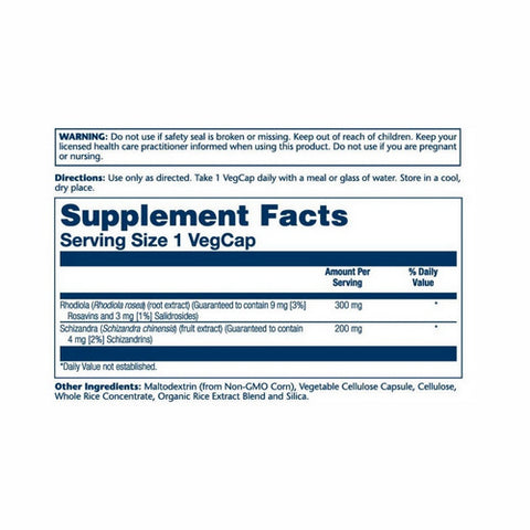 Solaray, Rhodiola & Schizandra, 500 mg, 60 Caps