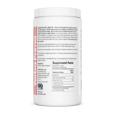 Yerba Prima, Organic Psyllium Whole Husks, 12 Oz