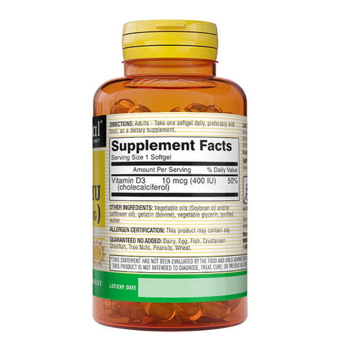Mason, Vitamin D3, 10 Mcg, 100 Softgels