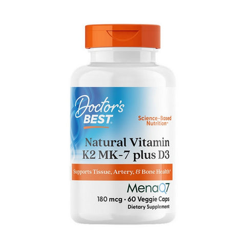Doctors Best, Natural Vitamin K2 MK-7 with MenaQ7 plus Vitamin D3, 180 mcg, 60 Caps