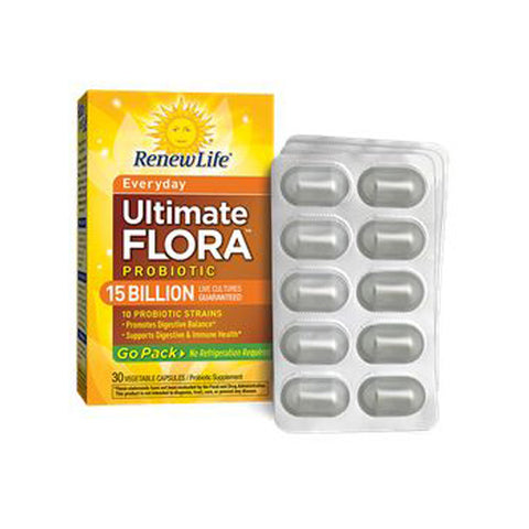 Renew Life, Ultimate Flora Everyday Probiotic Go Pack 15 Billion, 60 Capsules